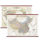 欧式复古风1.5*1.1m 中国+世界地图套装